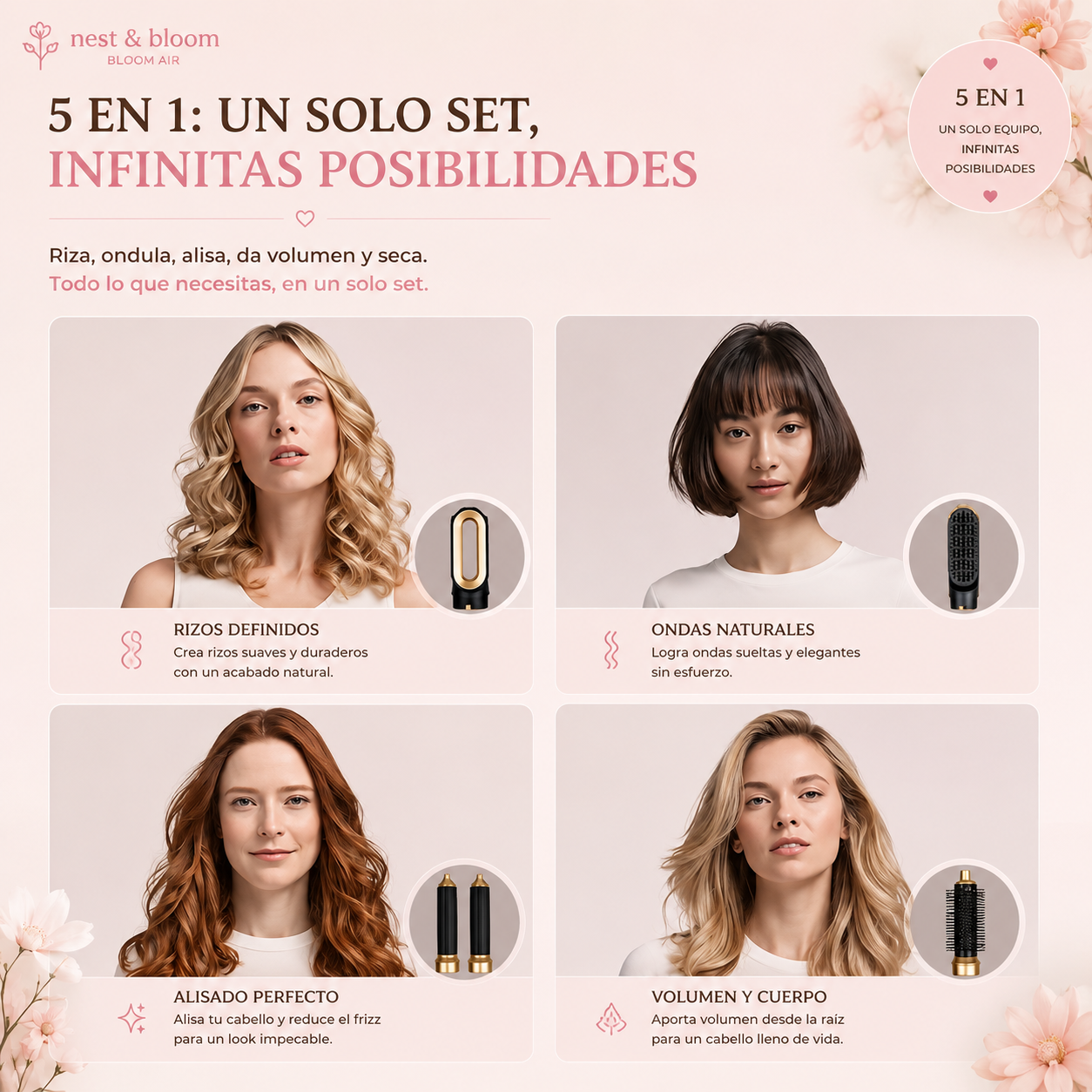 Bloom Air Pro 5 | Moldeador de Cabello 5 en 1