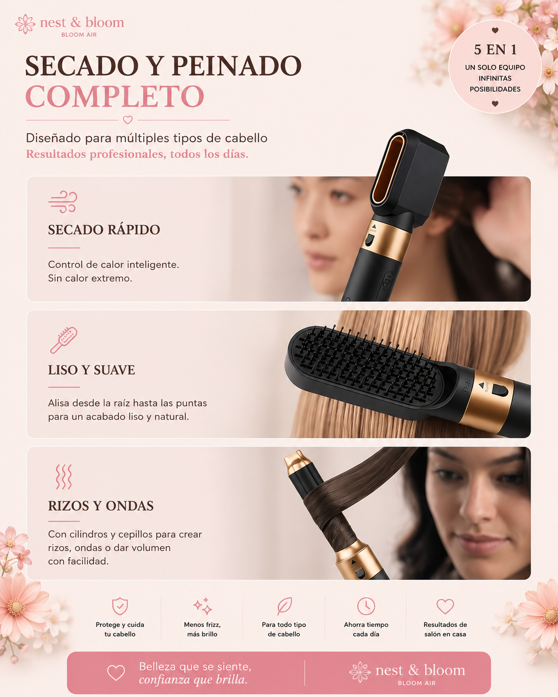 Bloom Air Pro 5 | Moldeador de Cabello 5 en 1
