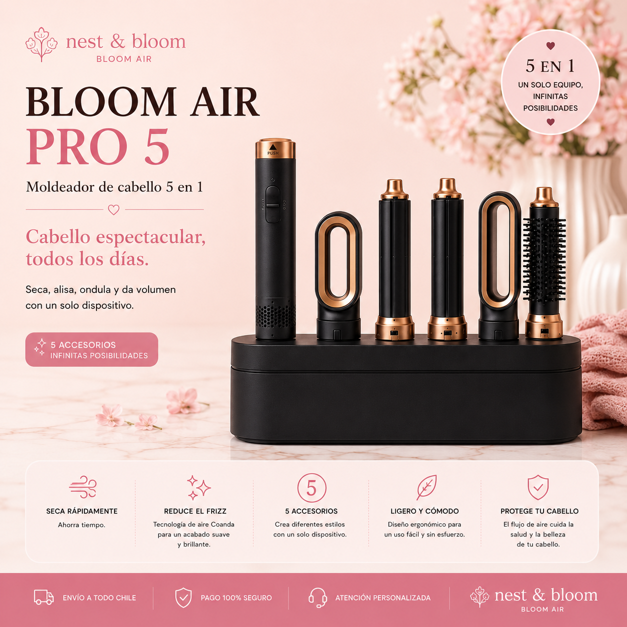 Bloom Air Pro 5 | Moldeador de Cabello 5 en 1