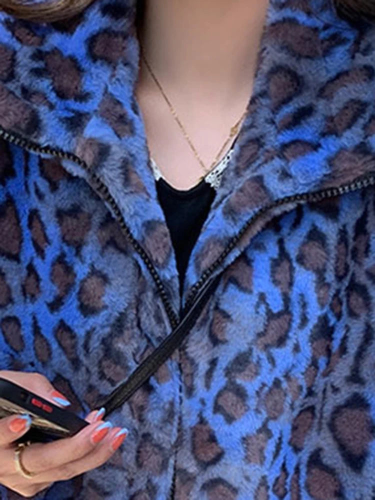 Abrigo Oversize de Piel Sintética Leopardo