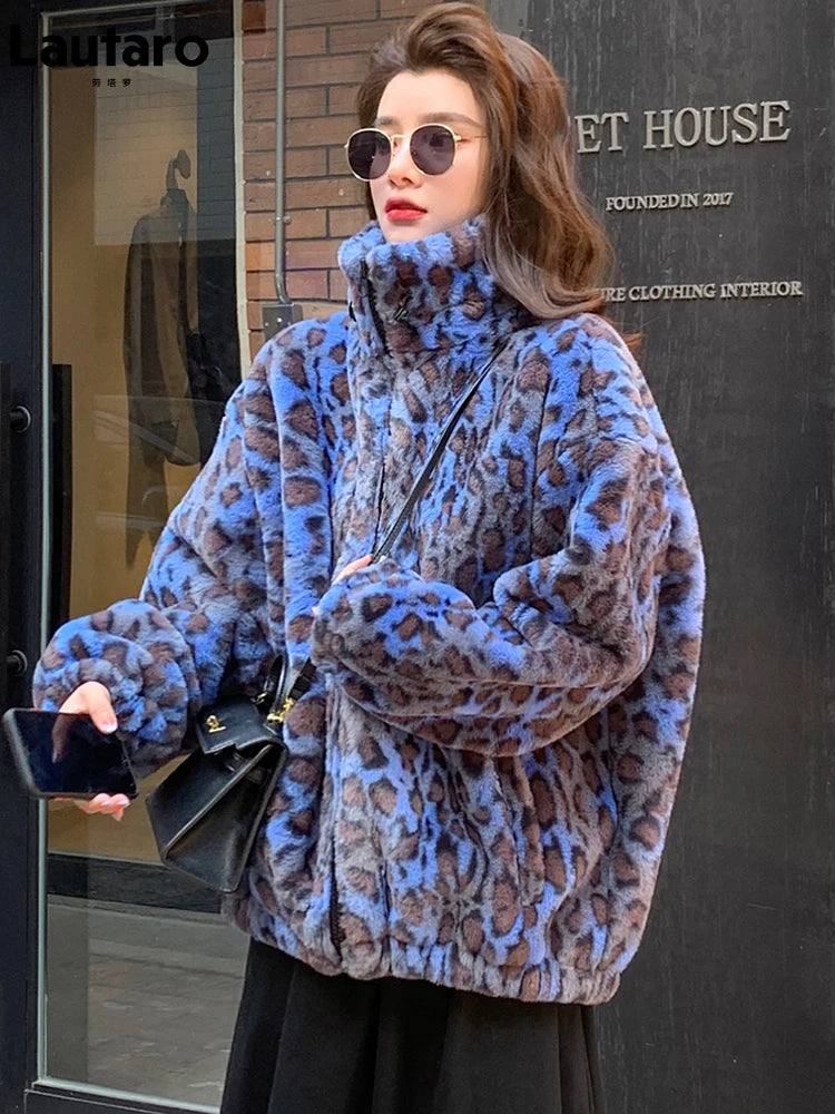 Abrigo Oversize de Piel Sintética Leopardo