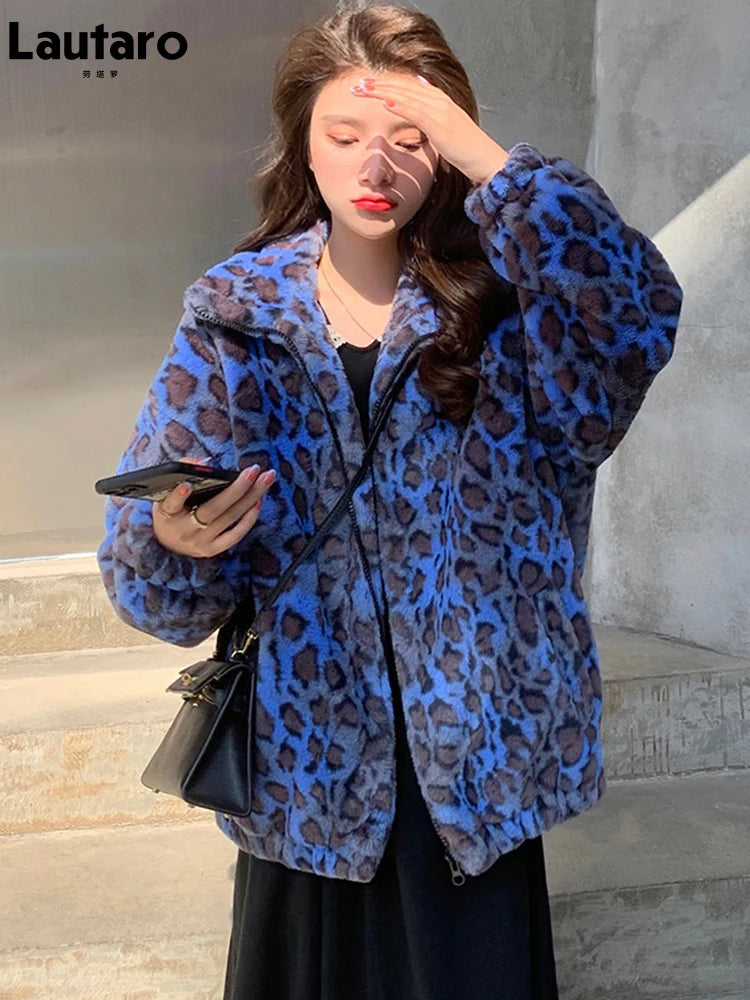 Abrigo Oversize de Piel Sintética Leopardo