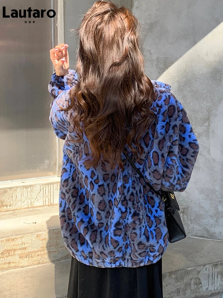 Abrigo Oversize de Piel Sintética Leopardo