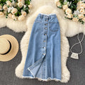 Falda Larga de Denim con Bolsillos — Estilo Vintage