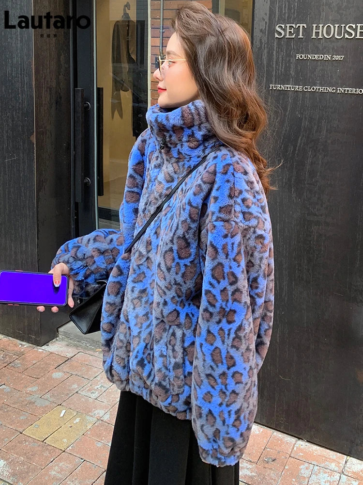 Abrigo Oversize de Piel Sintética Leopardo