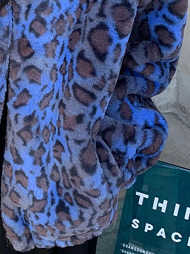 Abrigo Oversize de Piel Sintética Leopardo