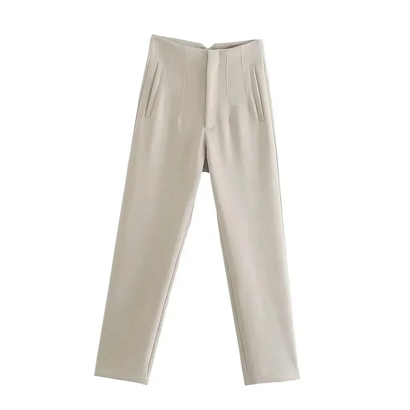 Pantalón Recto de Oficina Tiro Alto — Corte Formal