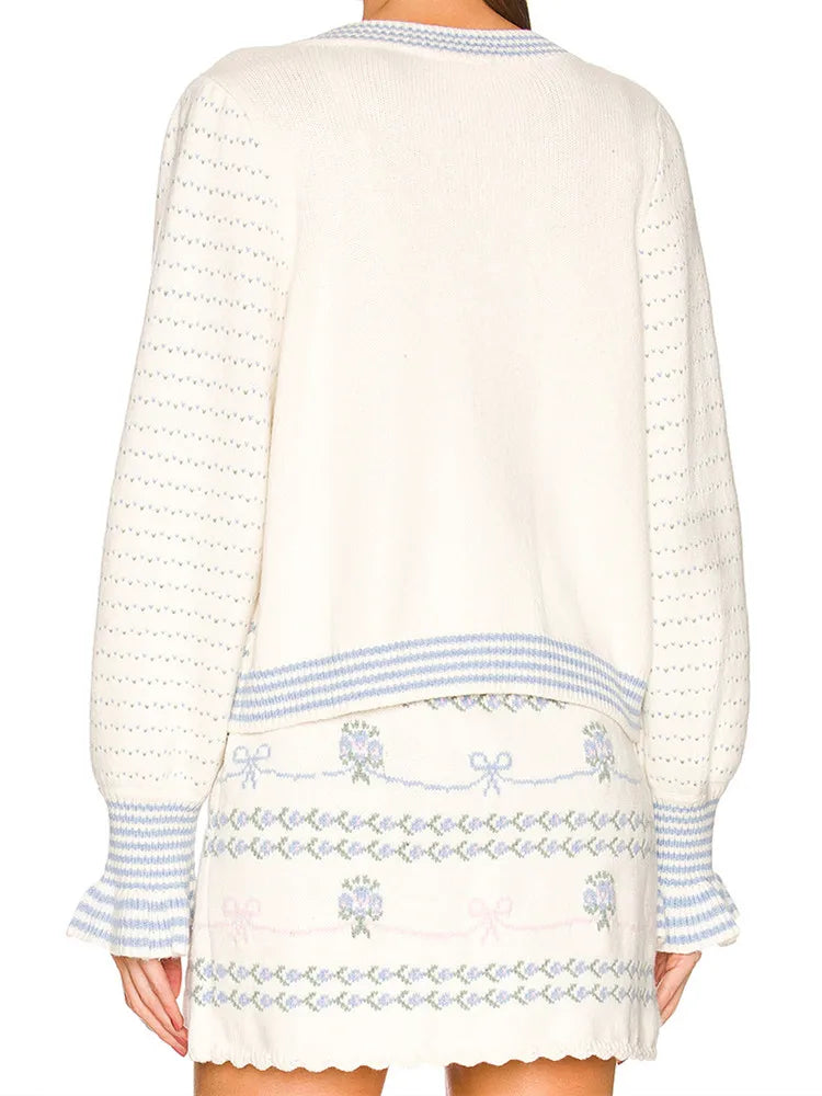 Conjunto Cárdigan Floral y Falda Mini — Set a Juego