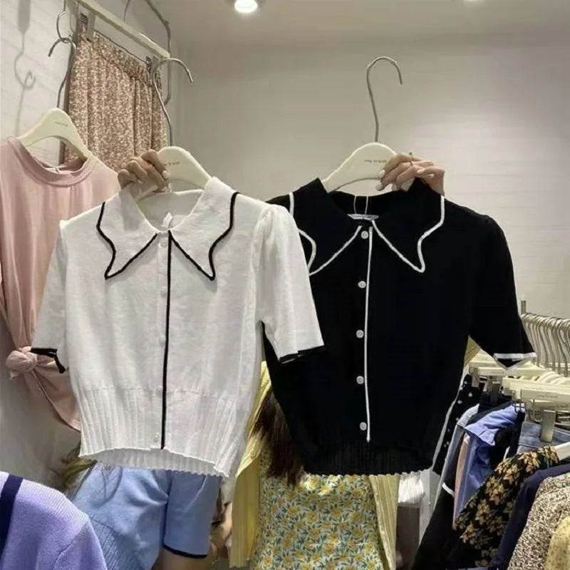 Sweater Color Block con Solapa — Manga Princesa
