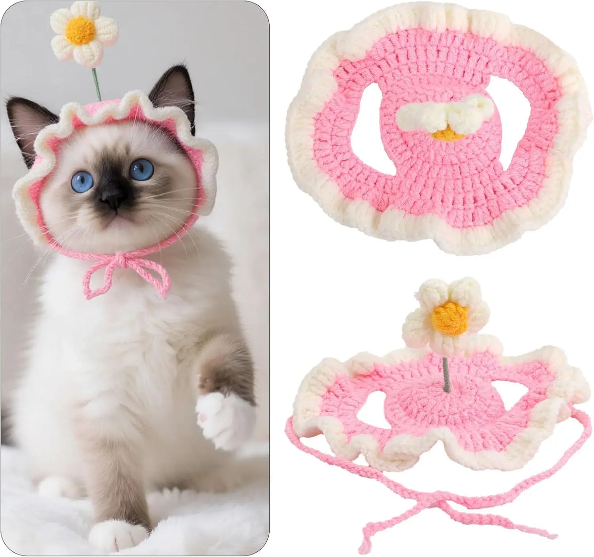 Gorro Tejido Flor para Mascota