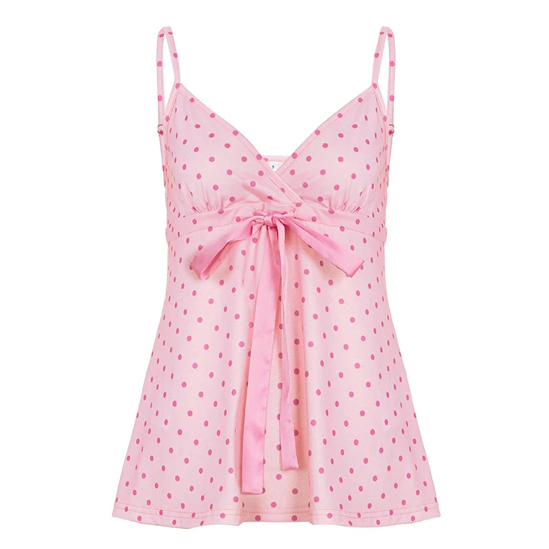 Top Camisola de Lunares con Lazo — Escote V