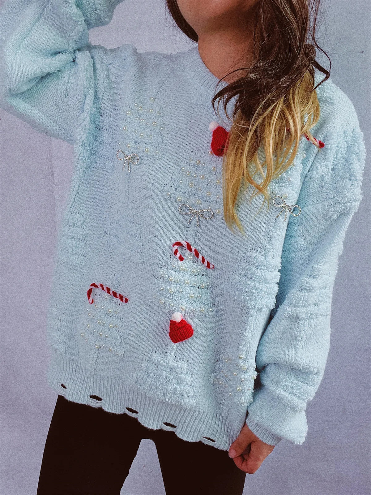 Sweater Navideño Grueso — Cuello Redondo Manga Larga