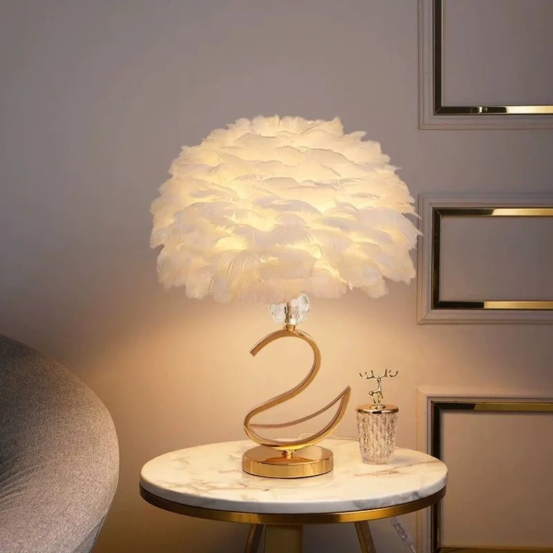 Lámpara de Mesa Cisne Estilo Francés