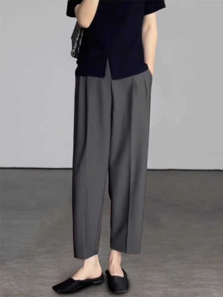 Pantalón Tobillero de Vestir — Tiro Alto con Bolsillos