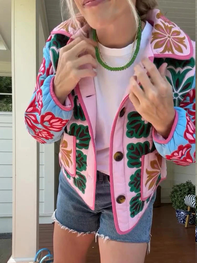 Parka Acolchada Estampado Floral — Abrigo de Invierno