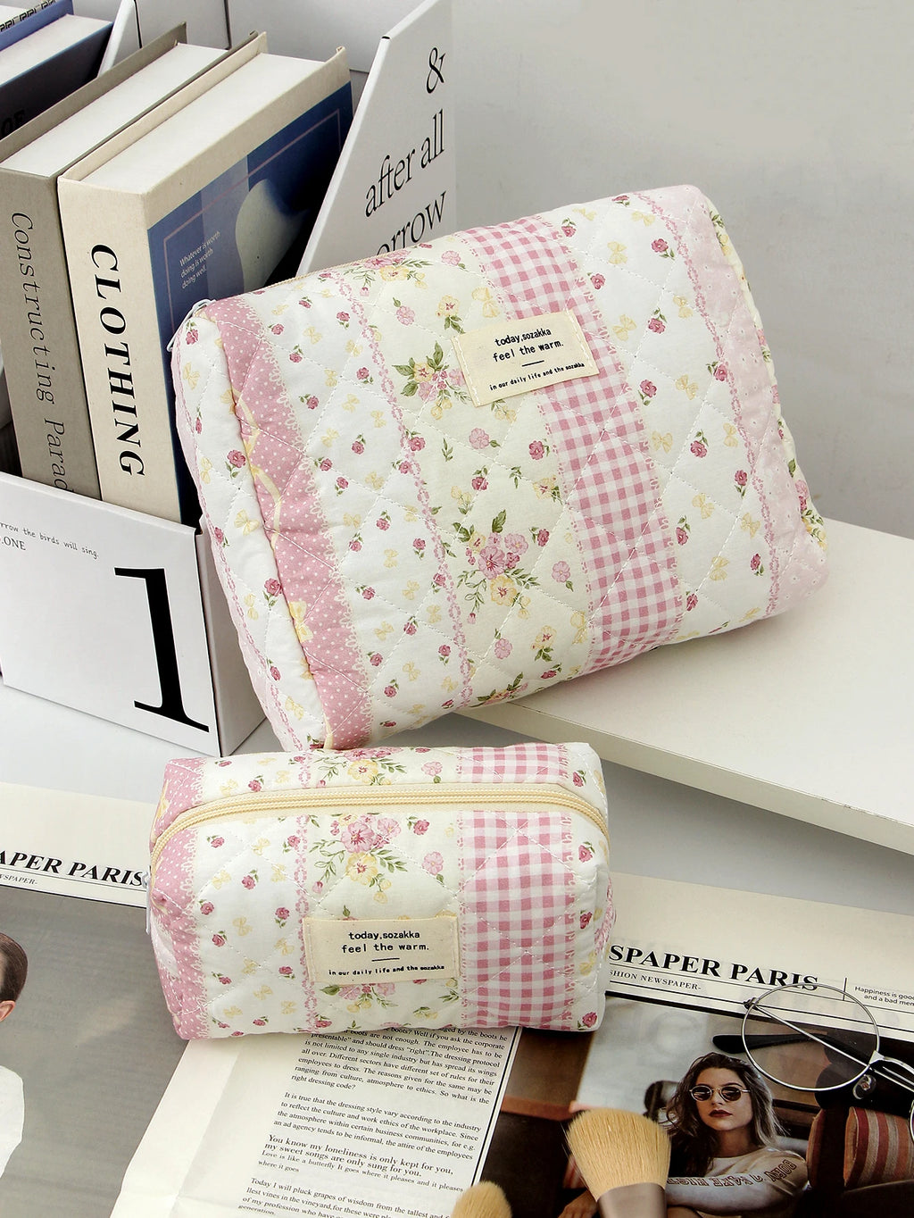 Neceser Acolchado Rosa — Gran Capacidad