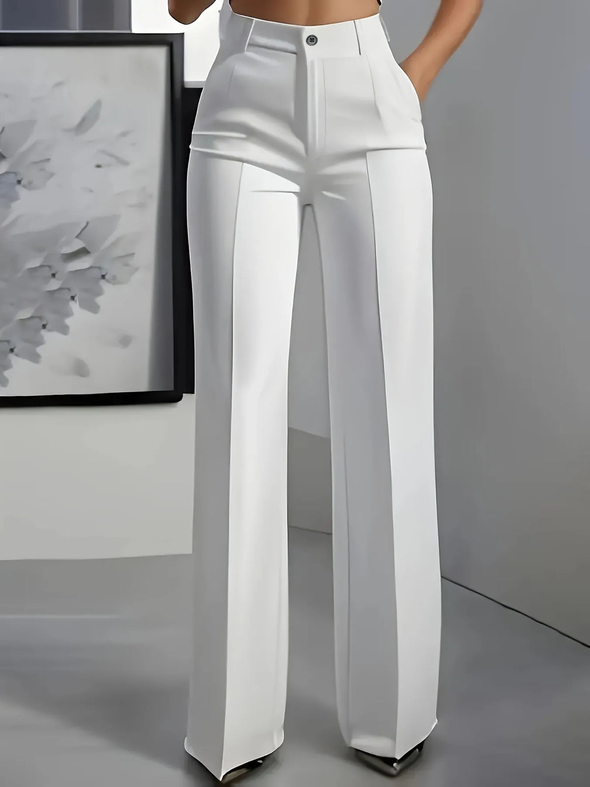 Pantalón de Vestir Recto Tiro Alto — Corte Simple y Elegante