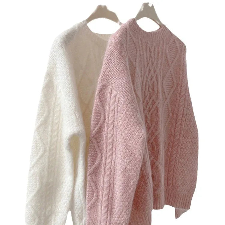 Sweater Vintage Cuello Redondo — Corte Holgado Casual