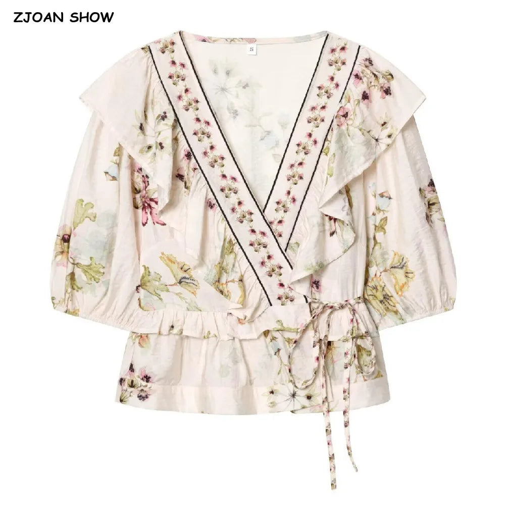 Blusa Kimono Floral Rosa — Amarre con Lazo