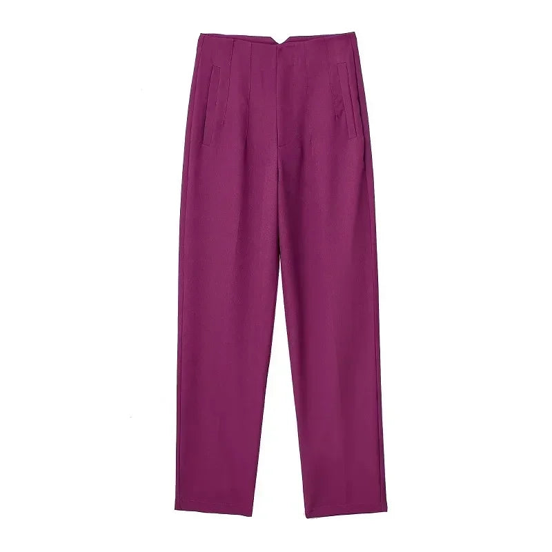 Pantalón Recto de Oficina Tiro Alto — Corte Formal