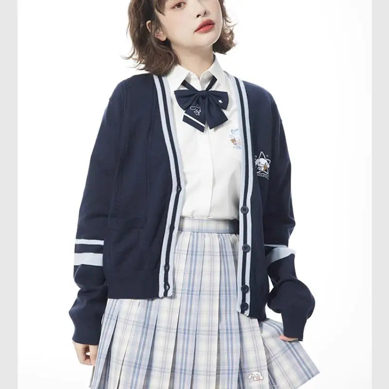Sweater Bordado My Melody — Cárdigan Cuello V Kawaii