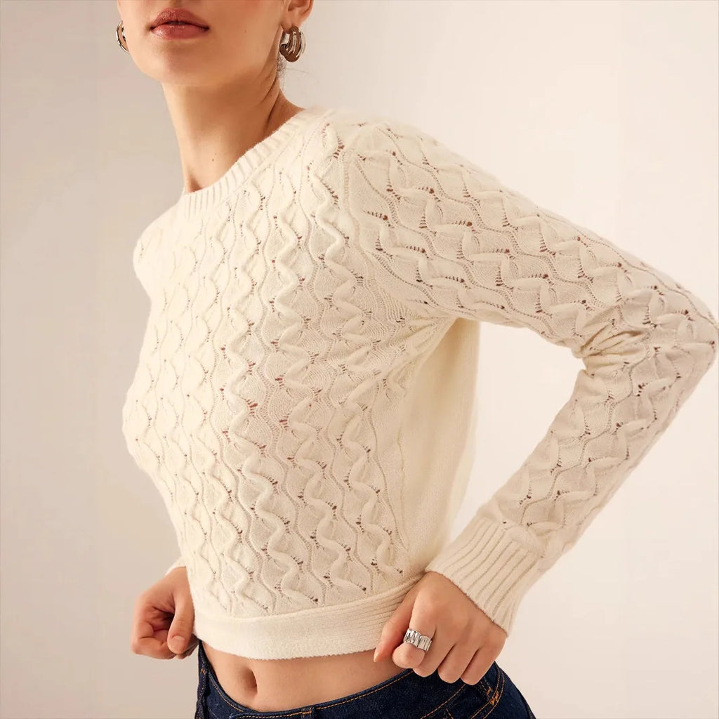 Sweater Corto Calado con Espalda Abierta — Amarre Trasero