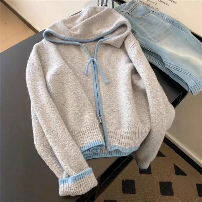 Sweater con Capucha y Cierre — Paneles Combinados