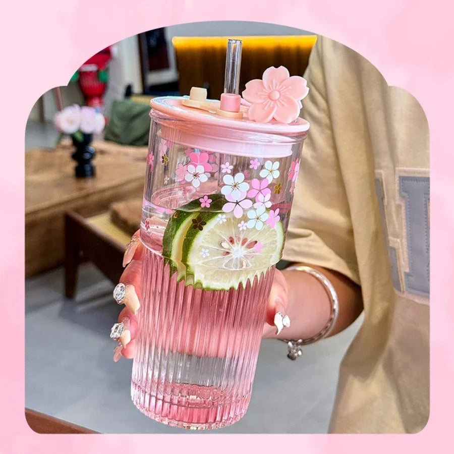 Vaso Reutilizable Sakura con Bombilla