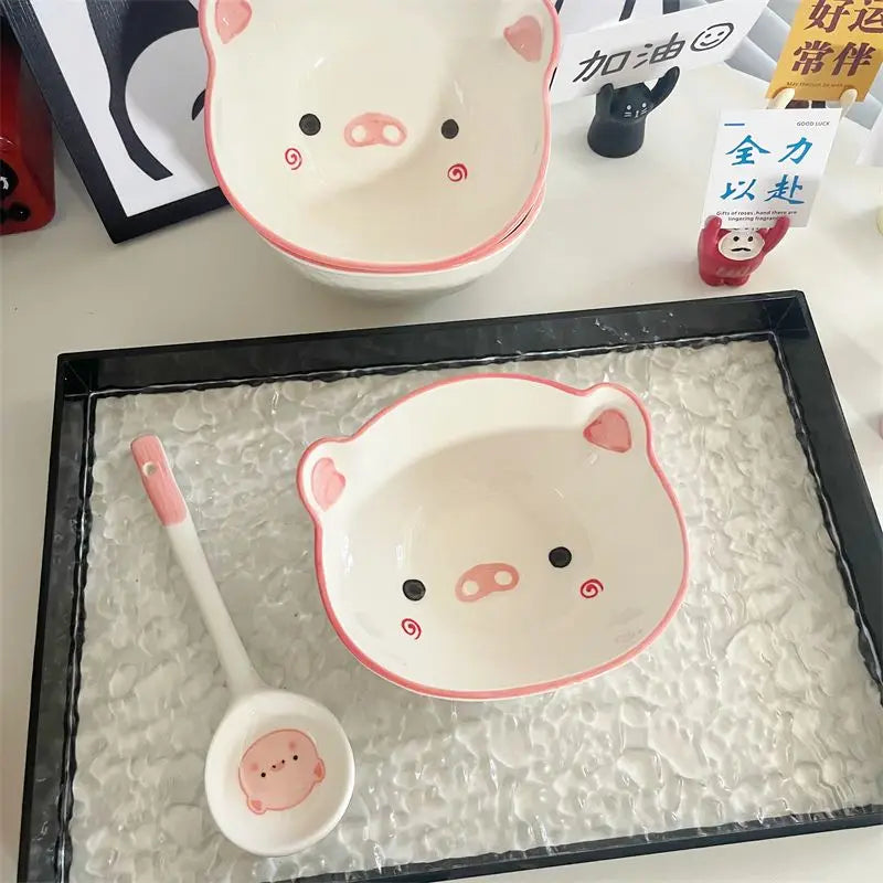 Bowl con Cuchara Diseño Cerdito