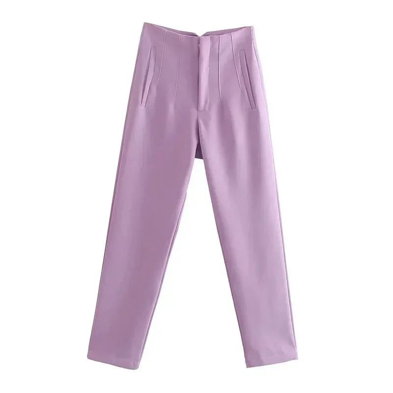 Pantalón Recto de Oficina Tiro Alto — Corte Formal