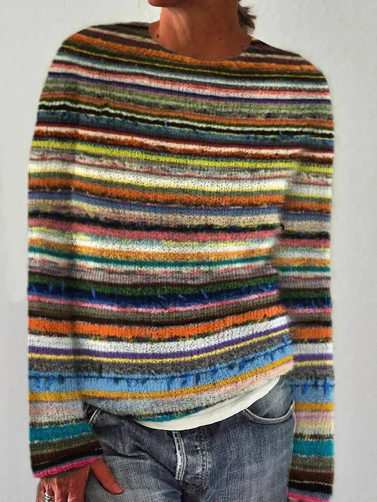 Sweater a Rayas Estampado — Corte Recto Streetwear