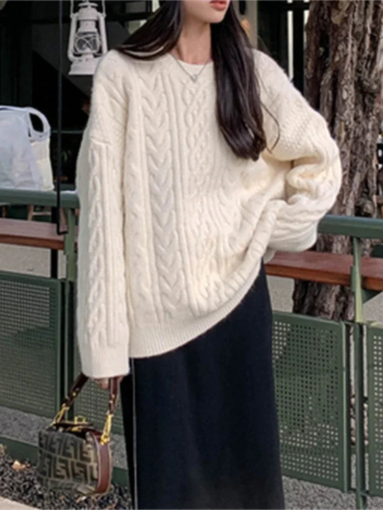 Sweater Grueso Cuello Redondo — Estilo Vintage Casual