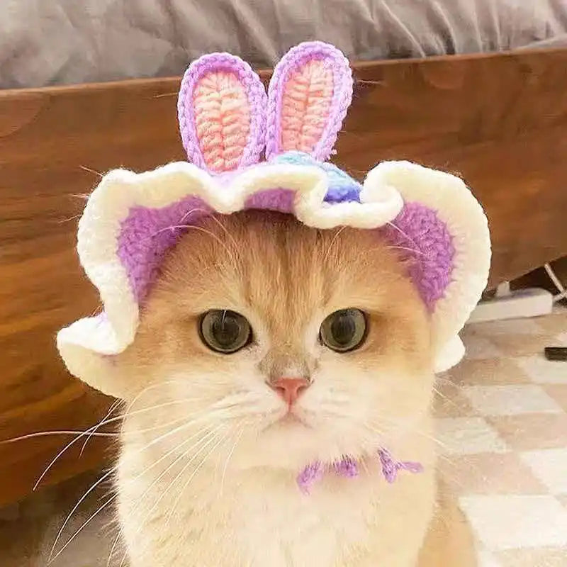 Gorro Tejido Flor para Mascota
