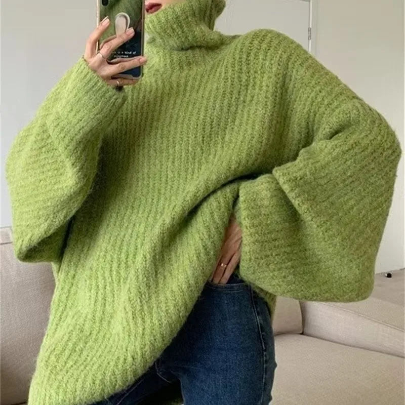 Sweater Cuello Alto Tejido — Cálido y Versátil