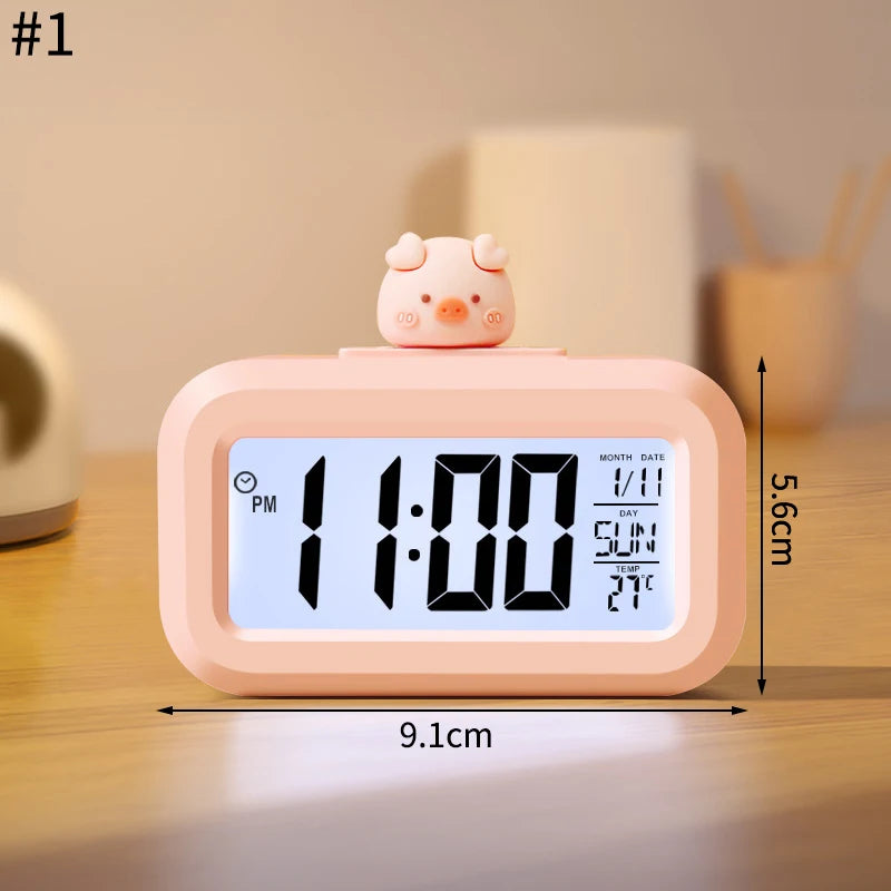Reloj Despertador LED Diseño Cerdito