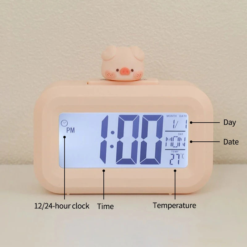 Reloj Despertador LED Diseño Cerdito
