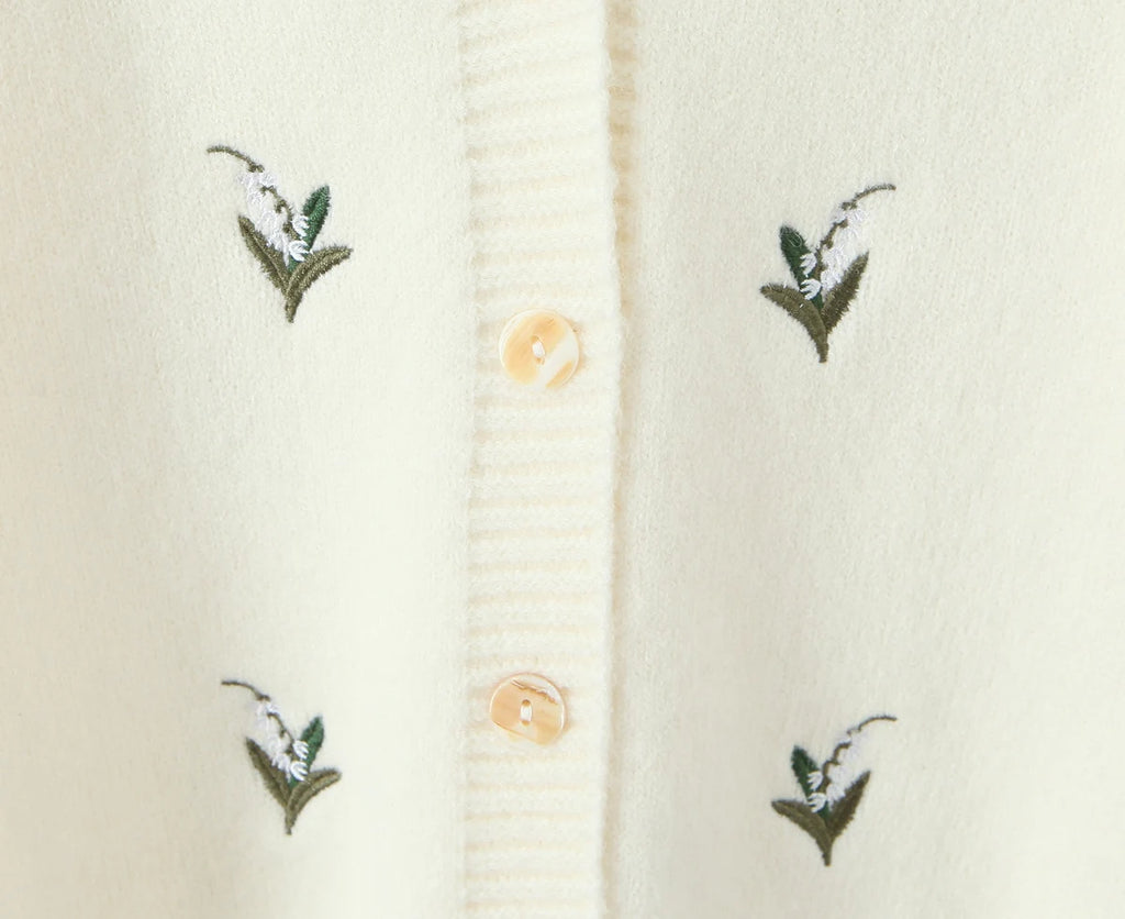 Cárdigan Oversize Bordado Floral — Cuello V Holgado