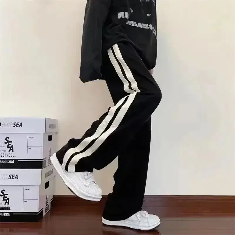 Pantalón Ancho a Rayas Estilo Coreano — Cintura Elástica