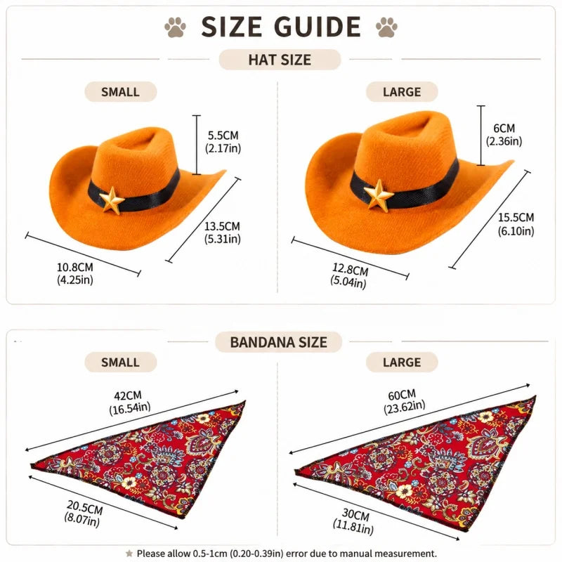 Sombrero Vaquero con Pañuelo para Mascota