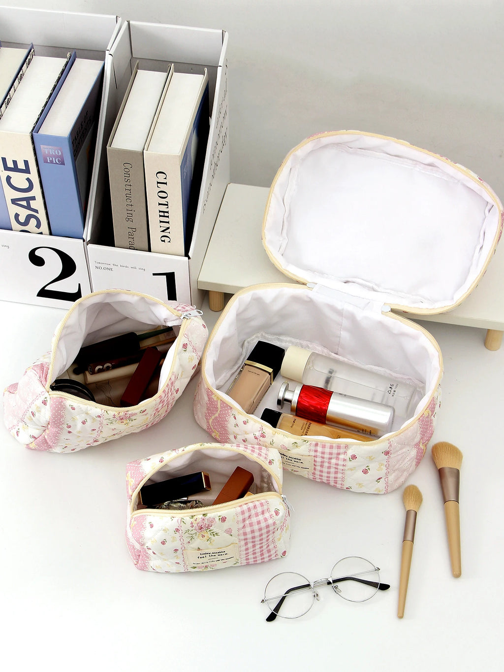 Neceser Acolchado Rosa — Gran Capacidad