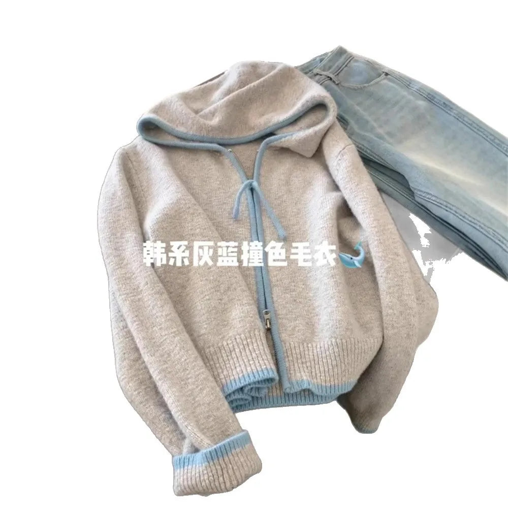 Sweater con Capucha y Cierre — Paneles Combinados