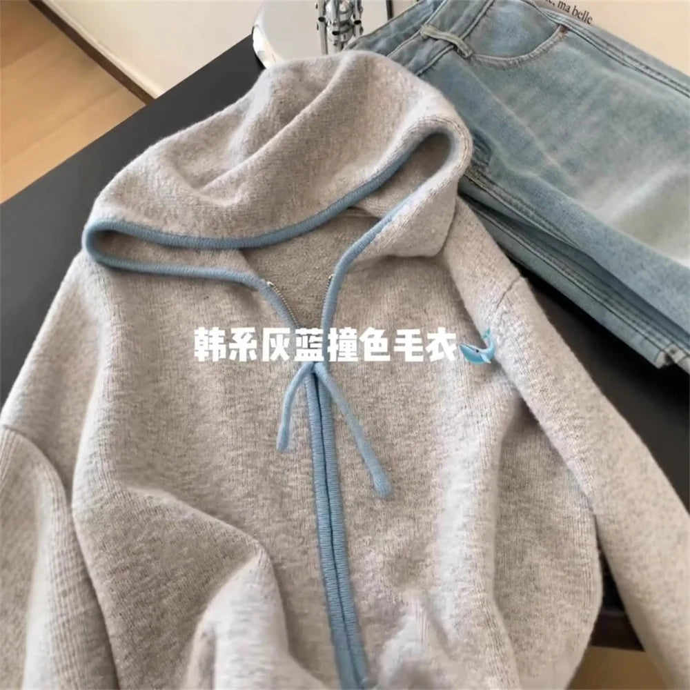 Sweater con Capucha y Cierre — Paneles Combinados