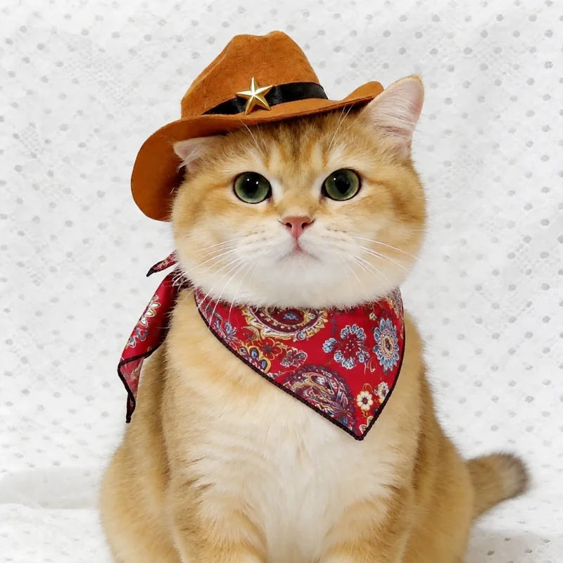 Sombrero Vaquero con Pañuelo para Mascota