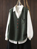 Chaleco Tejido de Algodón — Cuello V Retro