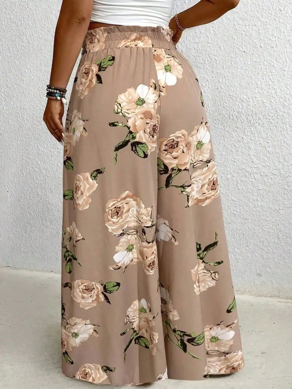 Pantalón Ancho Estampado Talla Grande — Cordón Ajustable