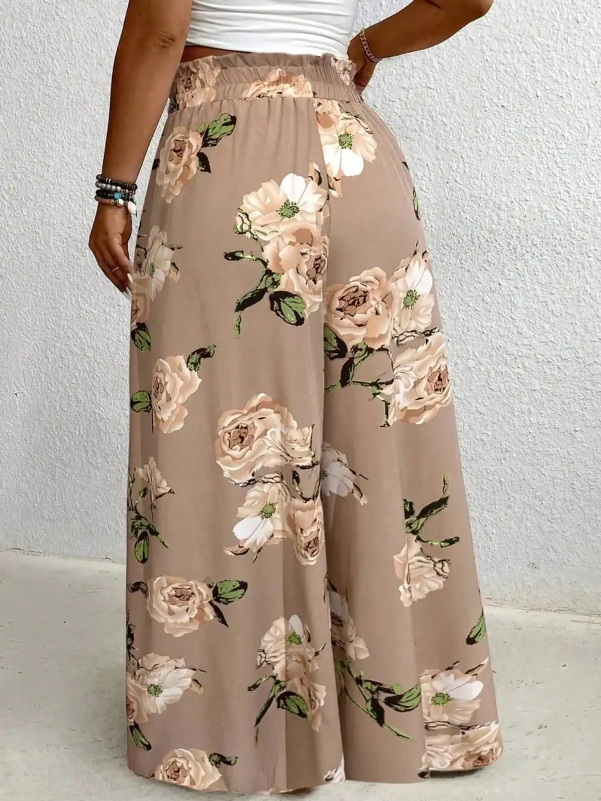 Pantalón Ancho Estampado Talla Grande — Cordón Ajustable