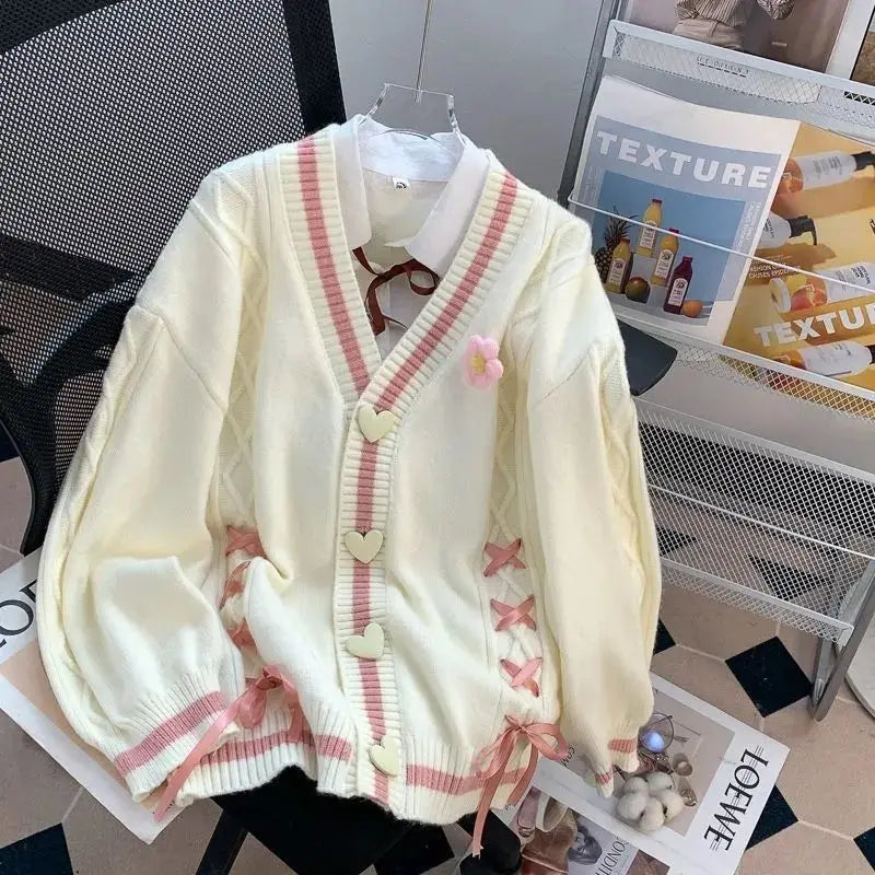 Cárdigan Holgado con Nudo Decorativo — Cuello V