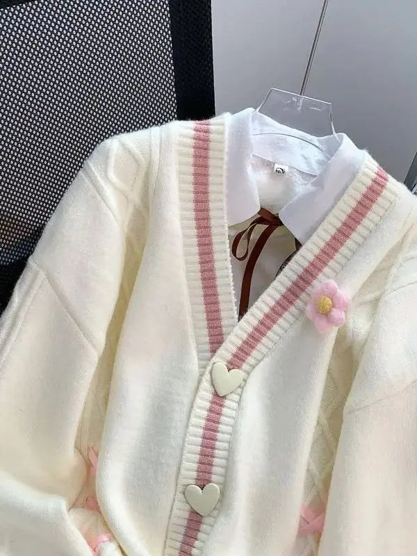 Cárdigan Holgado con Nudo Decorativo — Cuello V