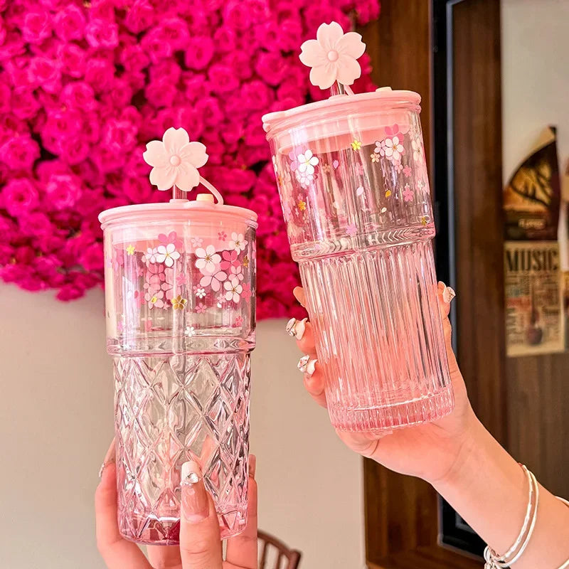 Vaso Reutilizable Sakura con Bombilla