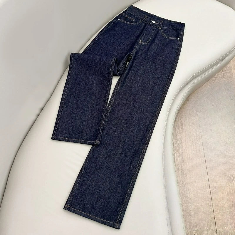 Jeans Rectos de Lyocell Tipo Seda — Estilo Coreano Retro